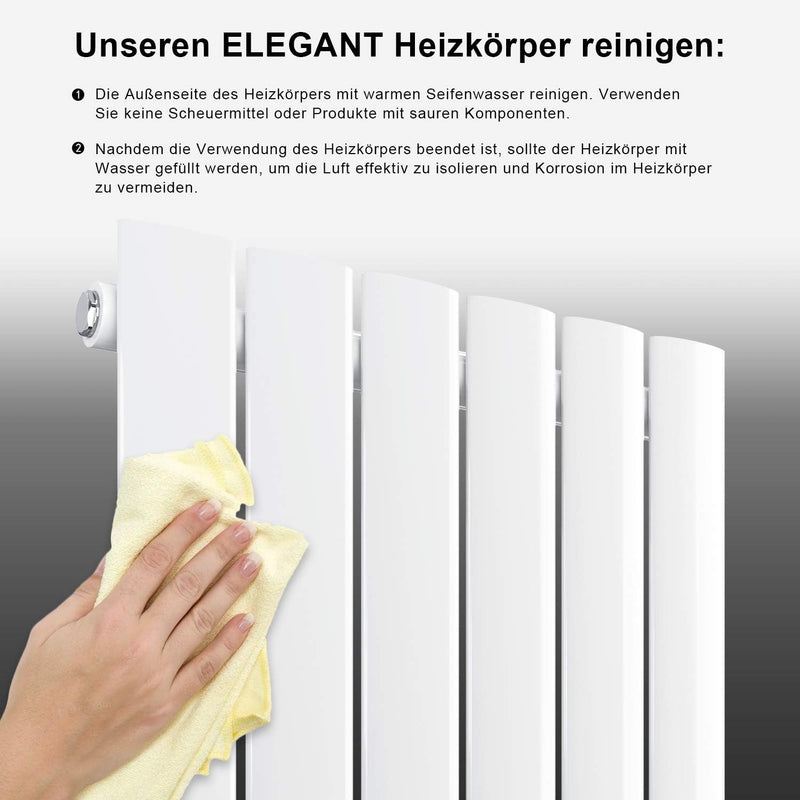 ELEGANT Badheizkörper Design Heizkörper 630x847mm Einlagig Badezimmer/Wohnraum Seitenanschluss Weiss