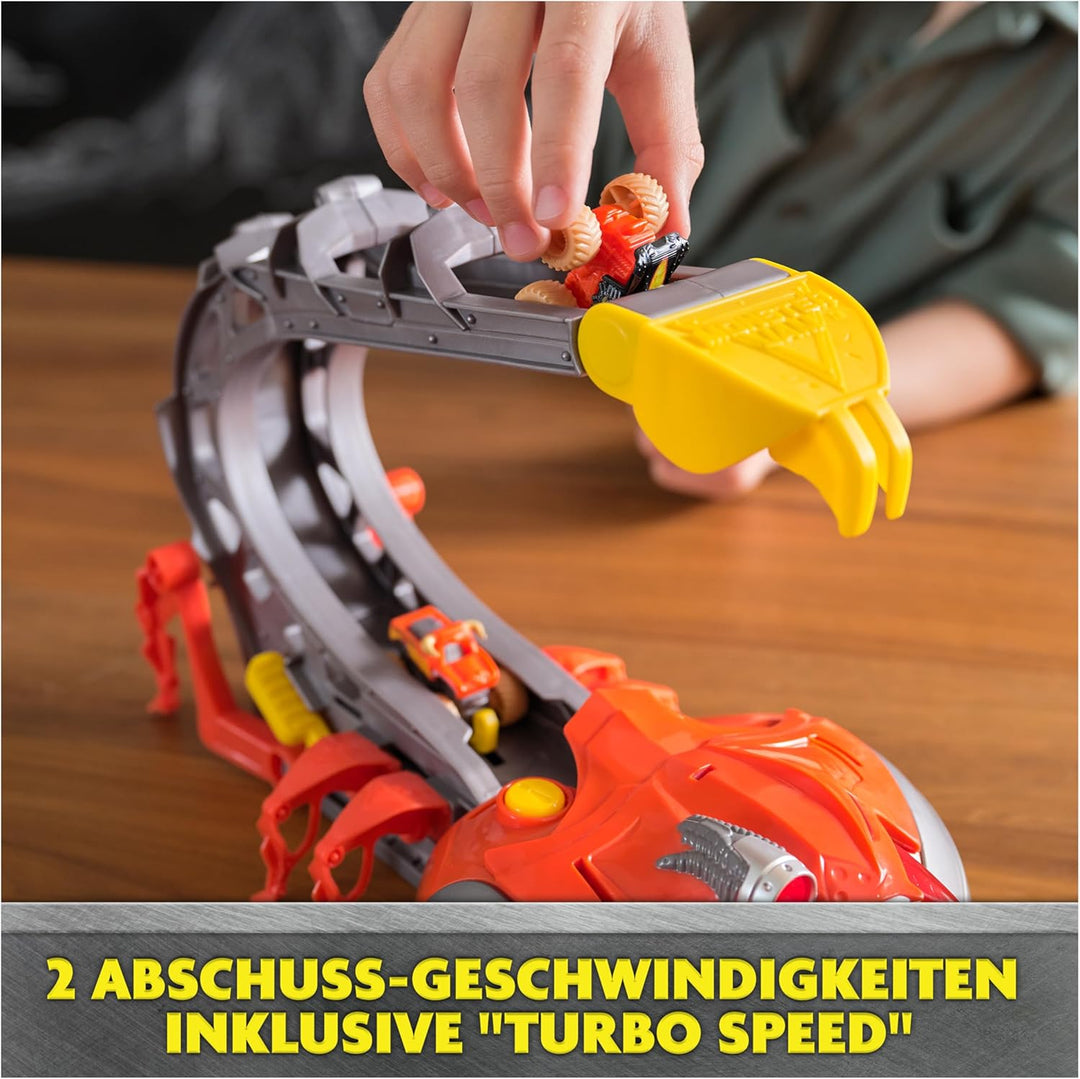 Monster Jam, EL Toro Loco's Venom Velocity Scorpion-Spielset, Rampenkatapult mit elektronischer Besc