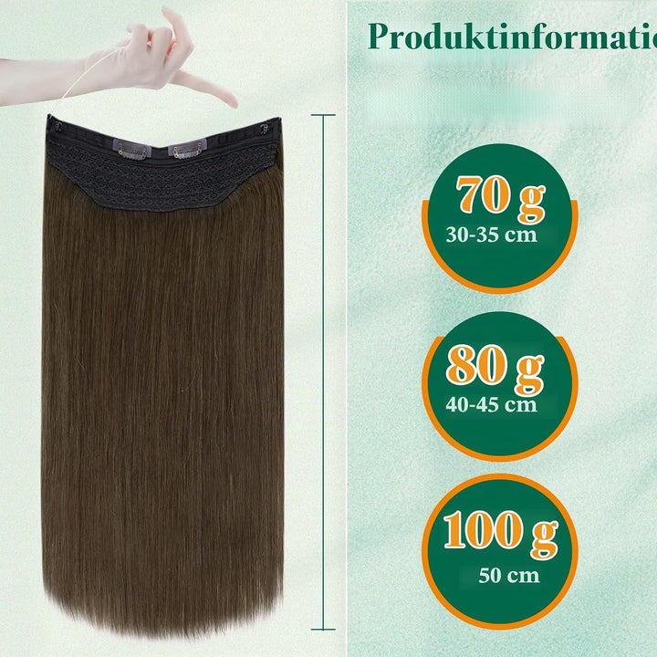 Easyouth Echthaar Extensions Mit Draht Braun Wire Extension Echthaar Mittelbraun Fish Line Extension