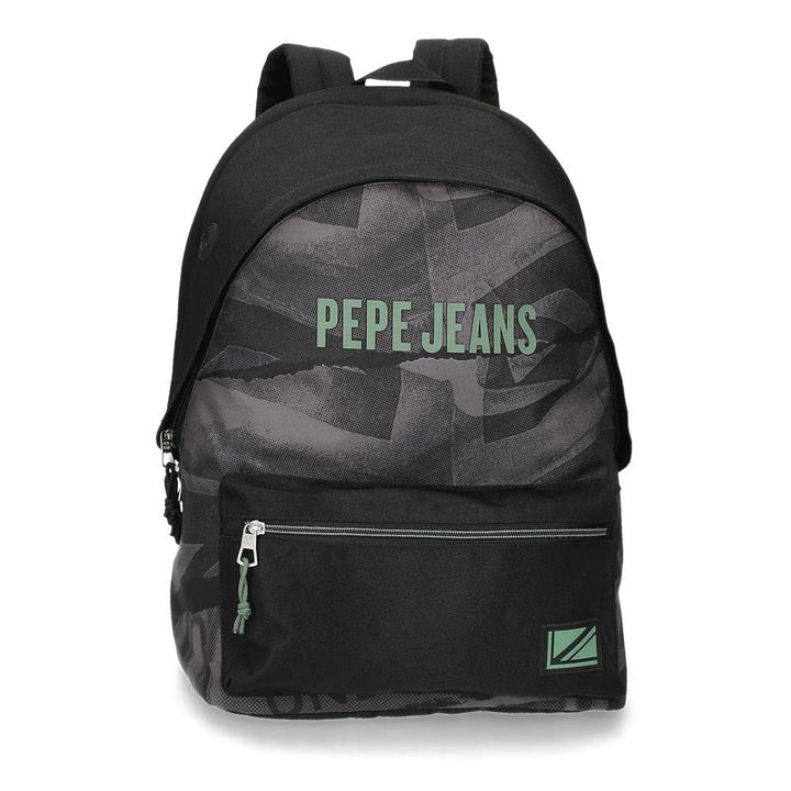 Pepe Jeans Davis Rucksack für Laptop, Doppelfach, anpassbar, 15,6 Zoll, Schwarz, 31 x 44 x 17,5 cm,