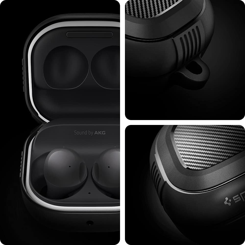 Spigen Rugged Armor Hülle Kompatibel mit Samsung Galaxy Buds 2 Pro | Pro | 2 | Live - Schwarz Matt S