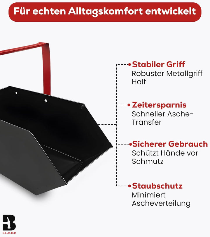 BAUSTER® Aschekasten Kohlenkasten/Aschebehälter 43 x 23 x 21 cm Briketts Holz Koks Aschebehälter Kam