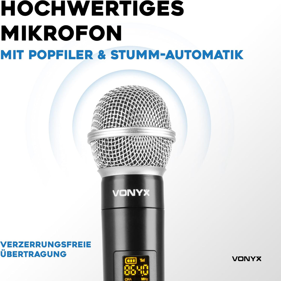 VONYX WM552 - Funk Mikrofon drahtlos, Doppel Set, Wireless UHF Microphone, kabelloses Mikrofonsystem