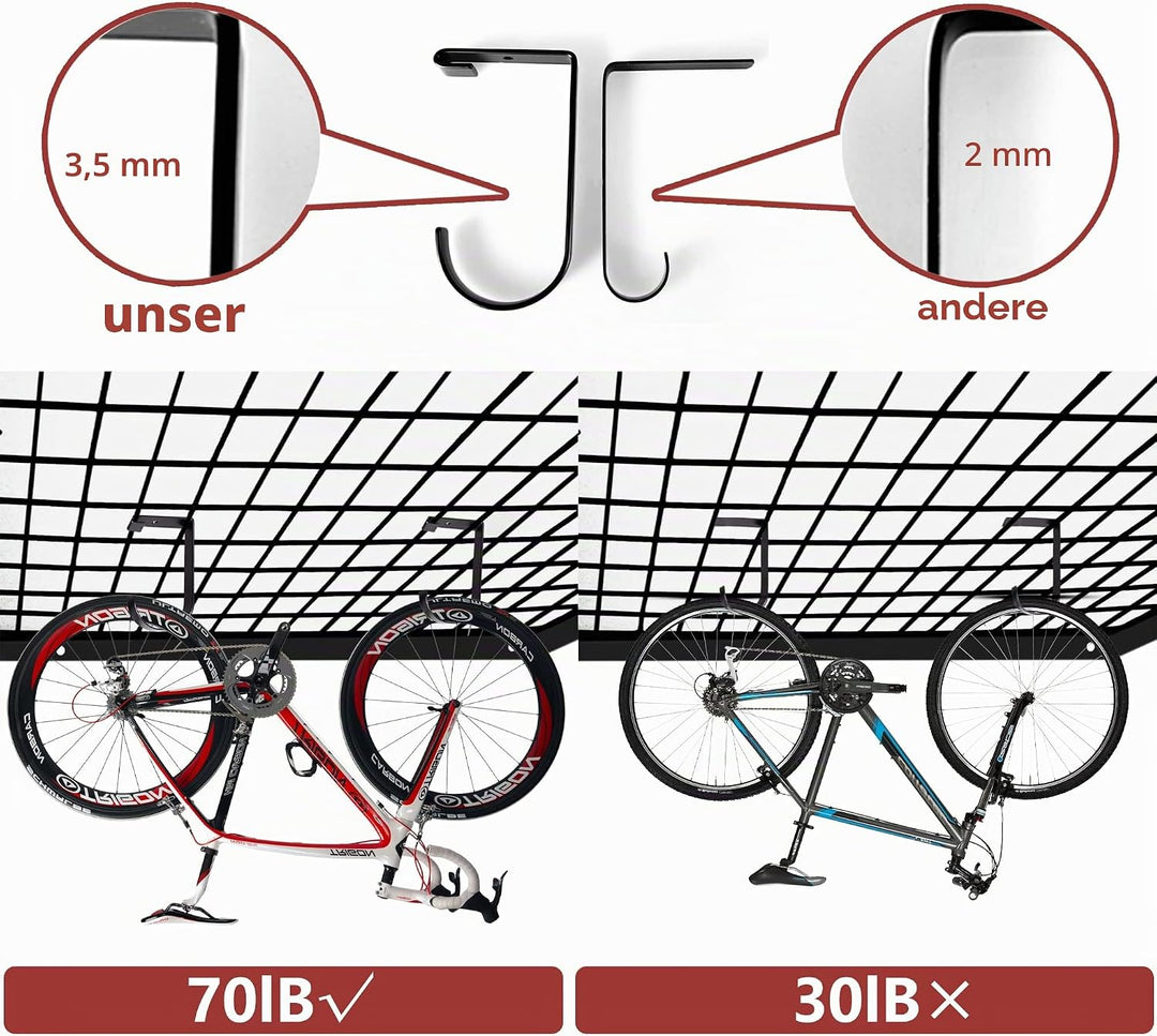 6er-Pack robuste Aufbewahrungsbox mit flachem Haken, Zubehör für Garage, Decken, Lagerregal und Wand