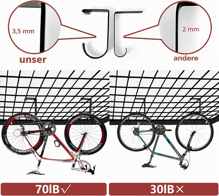 6er-Pack robuste Aufbewahrungsbox mit flachem Haken, Zubehör für Garage, Decken, Lagerregal und Wand