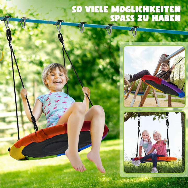 Hapfan 15M Ninja Slackline Kinder Nestschaukel Outdoor Set mit Seilrolle, Ninja Warrior Parcours Kin