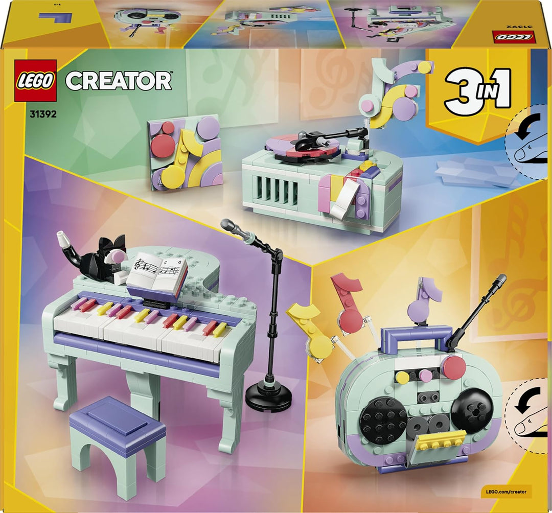 LEGO Creator 3-in-1-Set Deko-Klavier mit Katze - Retro Modellbau mit 3 Bauoptionen: Klavier, Radio o