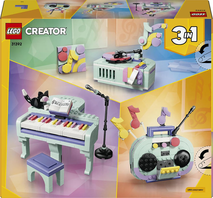LEGO Creator 3-in-1-Set Deko-Klavier mit Katze - Retro Modellbau mit 3 Bauoptionen: Klavier, Radio o