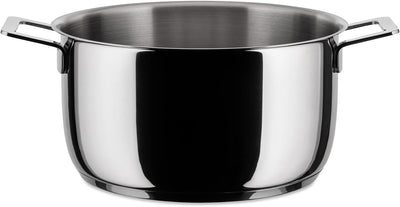 Alessi "POTS&PANS" Kasserolle mit zwei Griffen aus Edelstahl Silber 3.5 x 31 x 34 cm, Silber 3.5 x 3