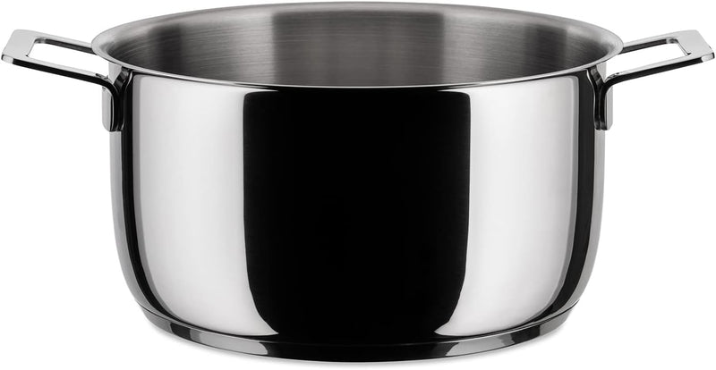 Alessi "POTS&PANS" Kasserolle mit zwei Griffen aus Edelstahl Silber 3.5 x 31 x 34 cm, Silber 3.5 x 3