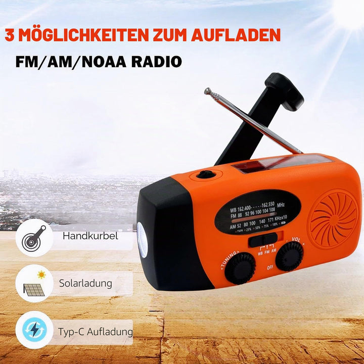 Solarradio zum Aufziehen, 5000 mAh, Notfallkurbel, Wetterradio, Solarradio mit Taschenlampe, NOAA/FM