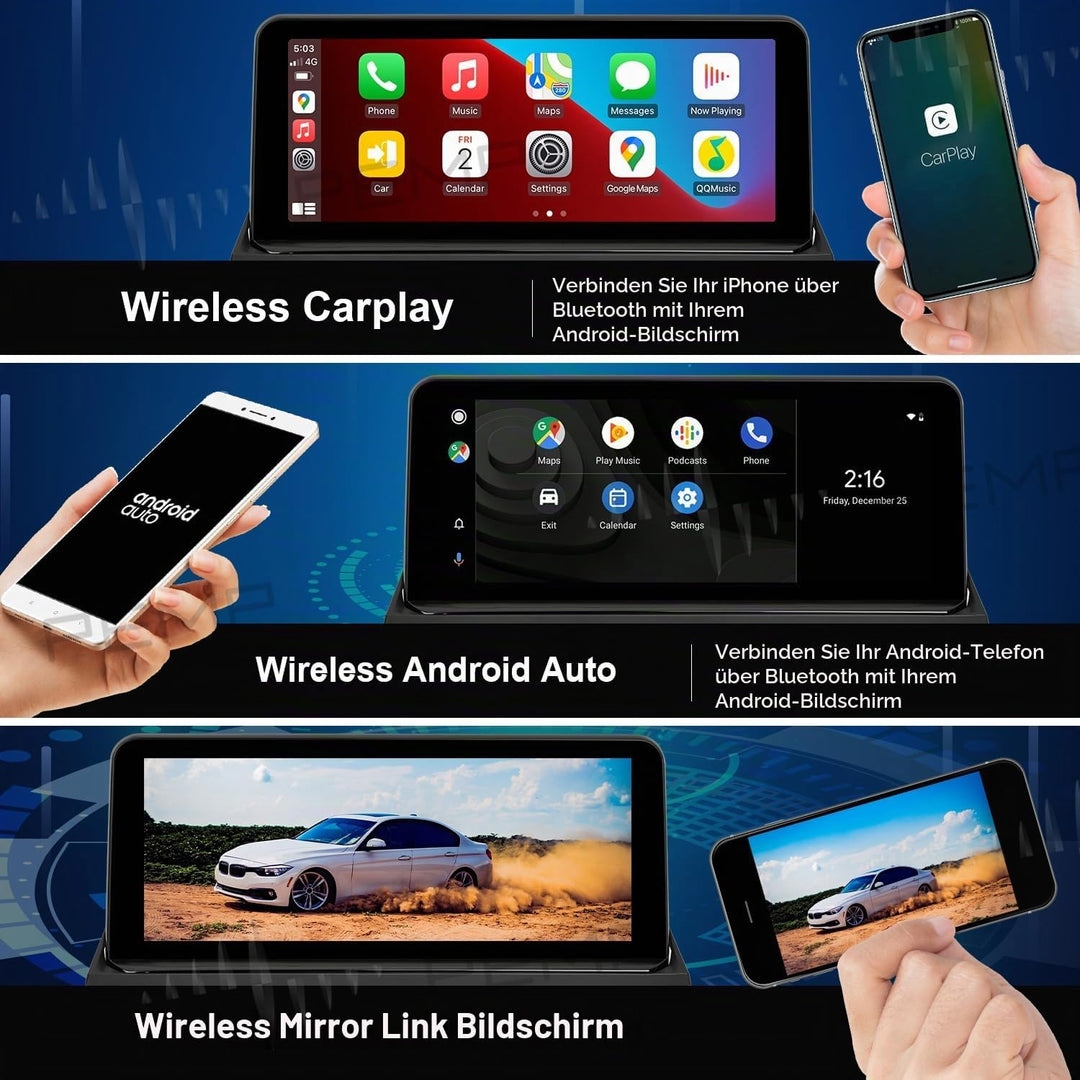 PEMP 10,25" Linux-Bildschirm E70 E71 CIC Wireless CarPlay Nachrüstung Android Auto, 1920 x 720 Displ