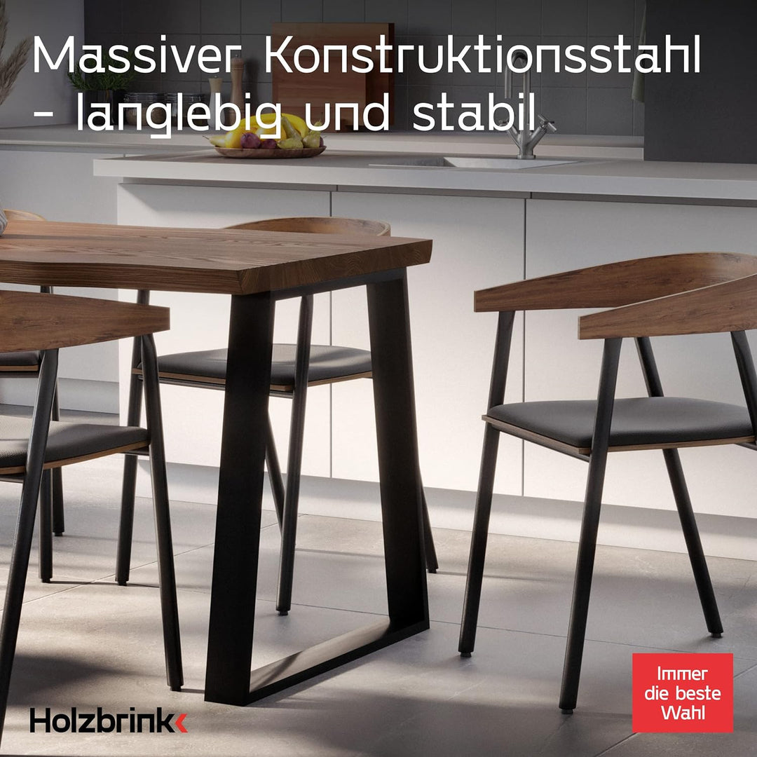 HOLZBRINK Tischbeine Trapez für Esstisch/Schreibtisch, 60/80x72cm, Schwarz, 1 Stück, HLT-20-C-FF-900