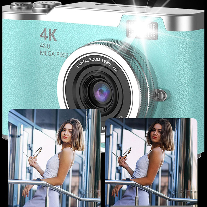 48MP 1080p Digitalkamera mit 2,4 '' Flip-Bildschirm und 18-facher Zoom, 4 Stunden Langer Akkloggingk
