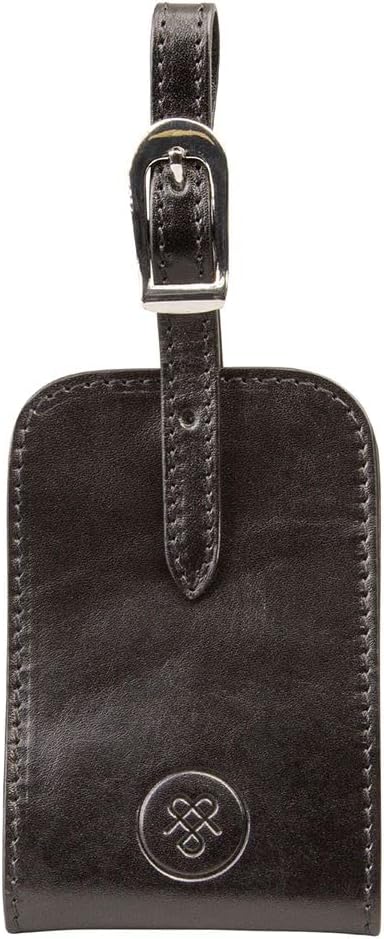Maxwell-Scott Hochwertiger Leder Gepäckanhänger Ledro in Schwarz, Schwarz