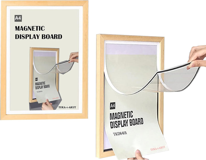 TUKA [2er] A4 Wechselrahmen Holz Natur mit Magnetverschluss, Acryl Info-Rahmen Plakatrahmen Posterra