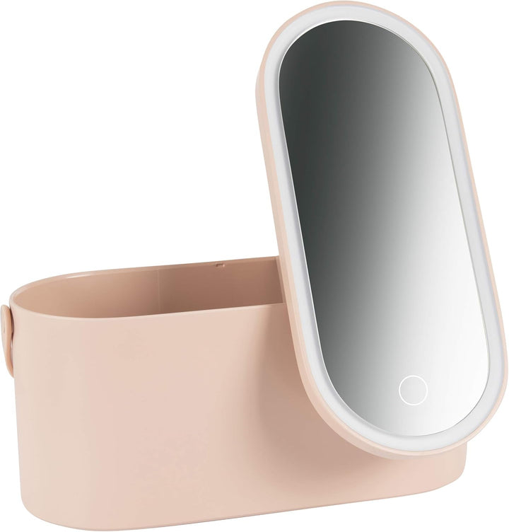 Schminkkoffer mit LED-Spiegel - Dusty Pink