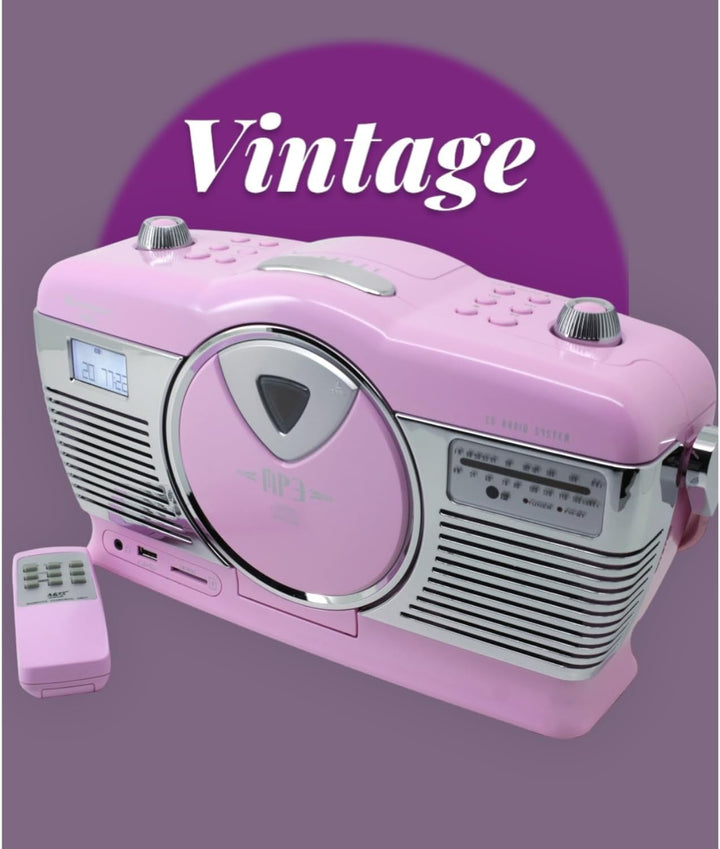 Soundmaster Highline RCD1350PI Retro Radio mit CD-Player USB MP3 SD-Card Uhr mit Wecker mit Naturklä