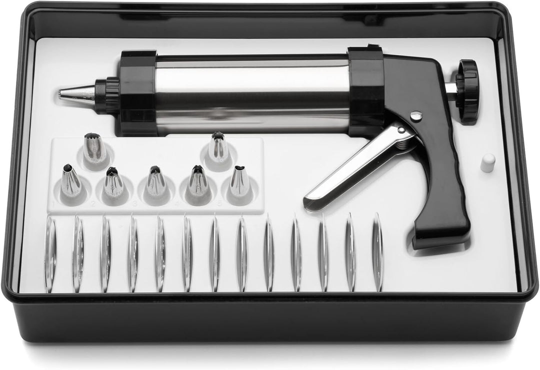 Weis Gebäckpresse Set für dünnen Teig, Edelstahl, Silber/schwarz, 25 x 15 x 5 cm