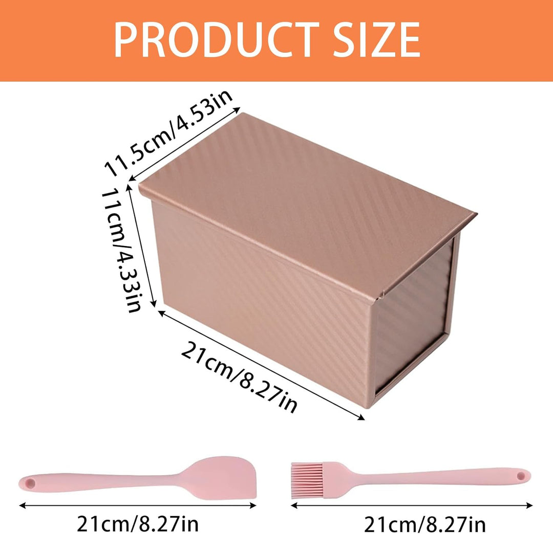Toastbrotform Aluminium, Toastbrot Backform Mit Deckel 450g, Brot Antihaft Brotformen, Mit Teigschab