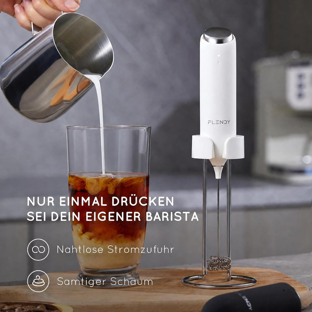 Wiederaufladbarer Hand Milchaufschäumer Stab, Aufschäumer Stab mit USB-C Ladehalterung, Mini Milchau