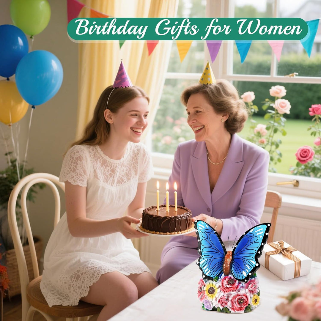 Linkax Geschenke für Frauen Mama Oma, Solar Gartenfiguren Schmetterling Gartendeko für Draussen, mit