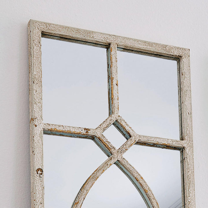 Loberon® Spiegel Millery, Eisen, Glas, MDF, H/B/T ca. 90/33 / 2 cm, antikweiss