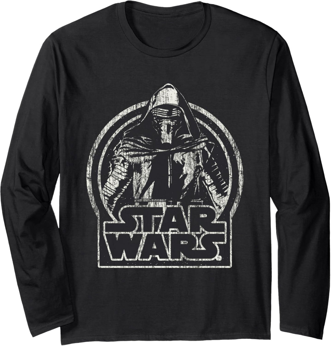 Star Wars The Force Awakens Kylo Ren Distressed Portrait Langarmshirt