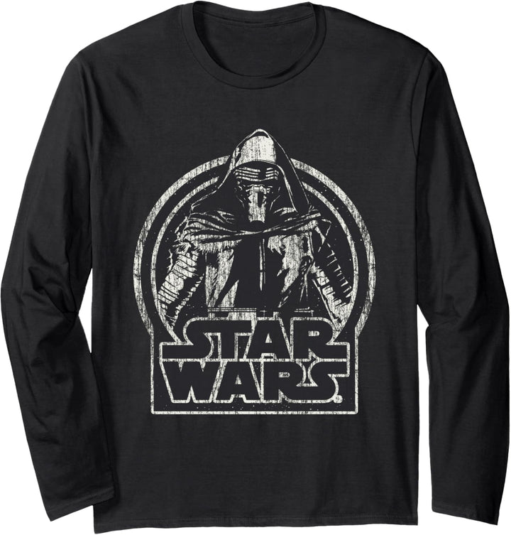 Star Wars The Force Awakens Kylo Ren Distressed Portrait Langarmshirt