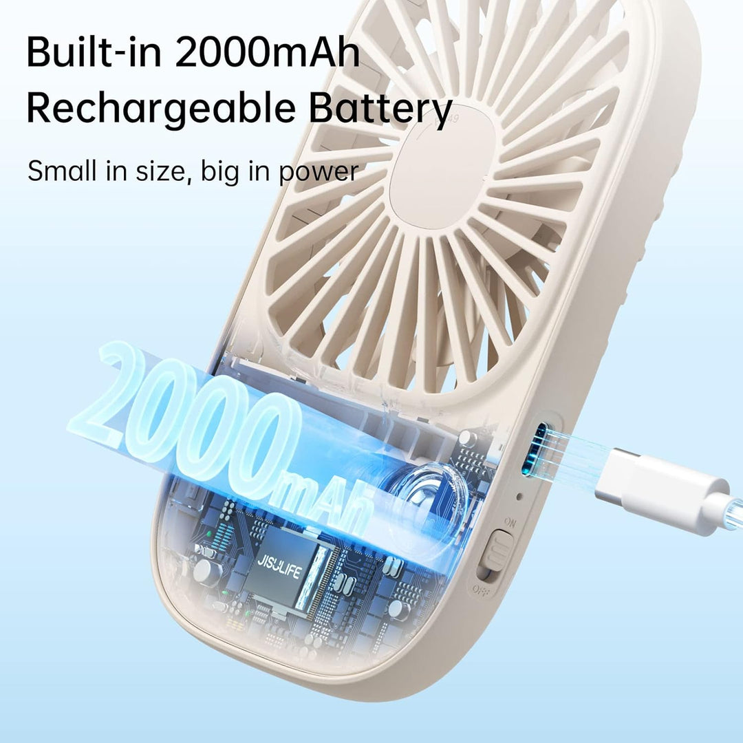 JISULIFE Handventilator, Mini Ventilator, Kleiner Tragbarer mit Halterung, Wiederaufladbarer USB Wim