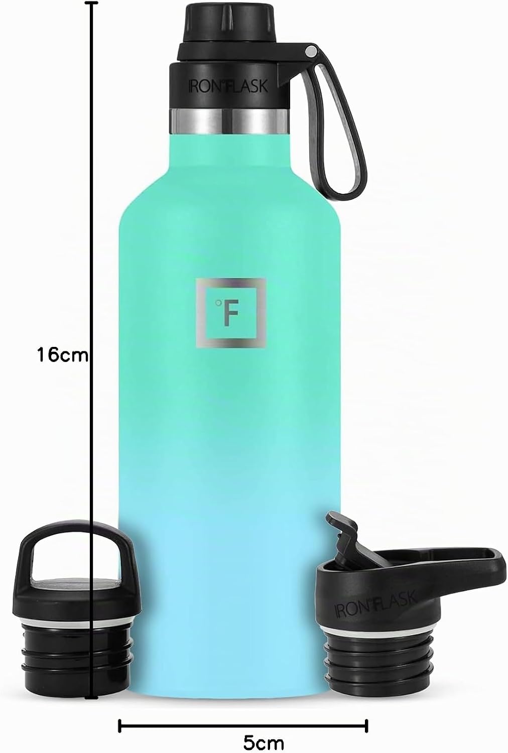 IRON °FLASK Edelstahl Trinkflasche mit 3 Deckel - Auslaufsicher Thermosflasche - Metall Wasserflasch