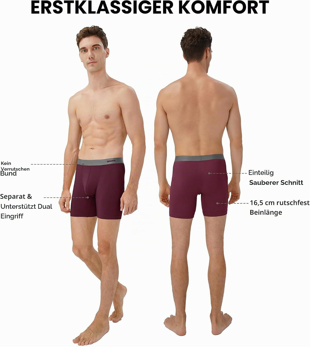 Separatec Herren Boxershorts, Herren Unterhosen aus Bambus-Viskose, atmungsaktiv und weich, Doppelbe