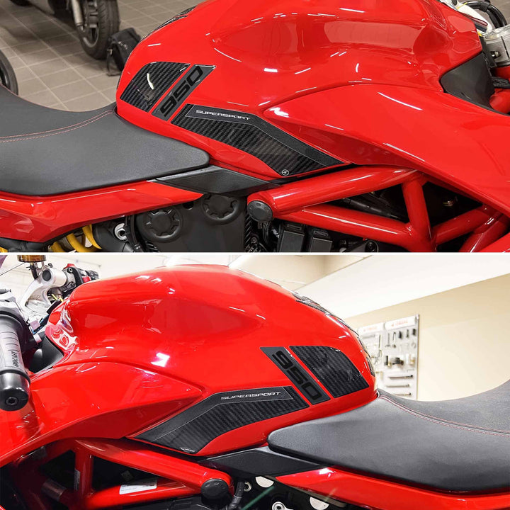 labelbike - 2 Motorrad Tankseiten Schutz Aufkleber aus 3D Gelharz kompatibel mit Ducati Supersport 9