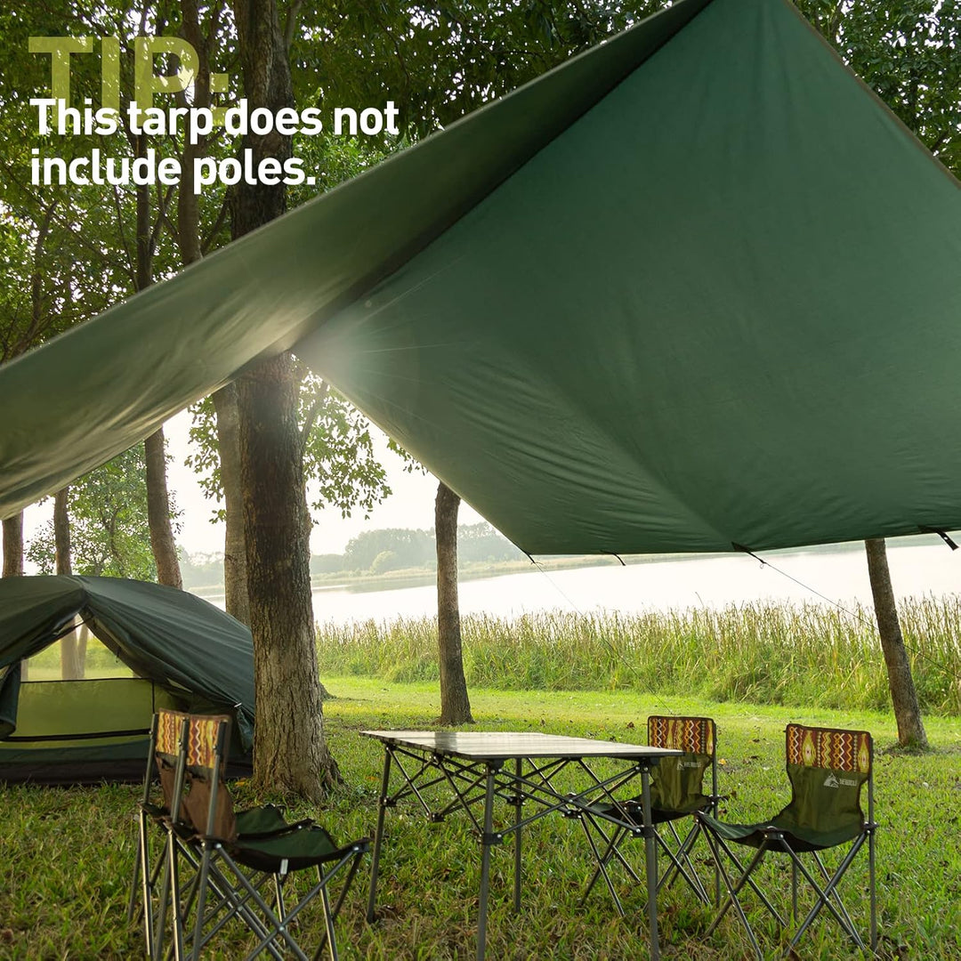 Bessport Zeltplane, Camping Zelt Tarp 3m x 3m/3m x 4m Wasserdicht PU3000 mm Tarp für Hängematte, mit