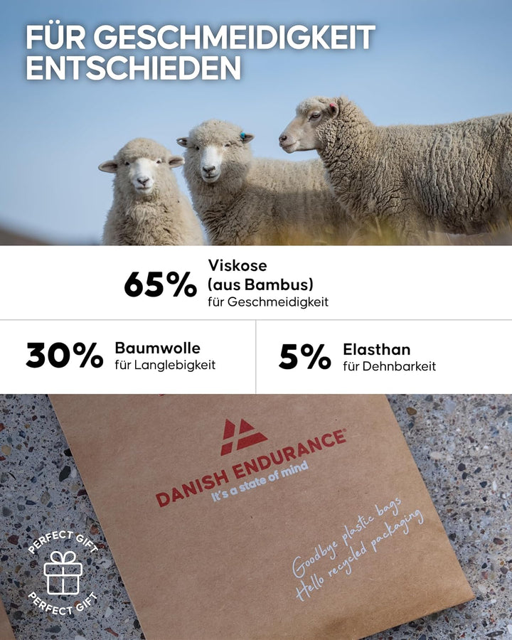 DANISH ENDURANCE Bambus Boxershorts Herren, Unterhosen Herren, Superweich, Elastisch & Atmungsaktiv,