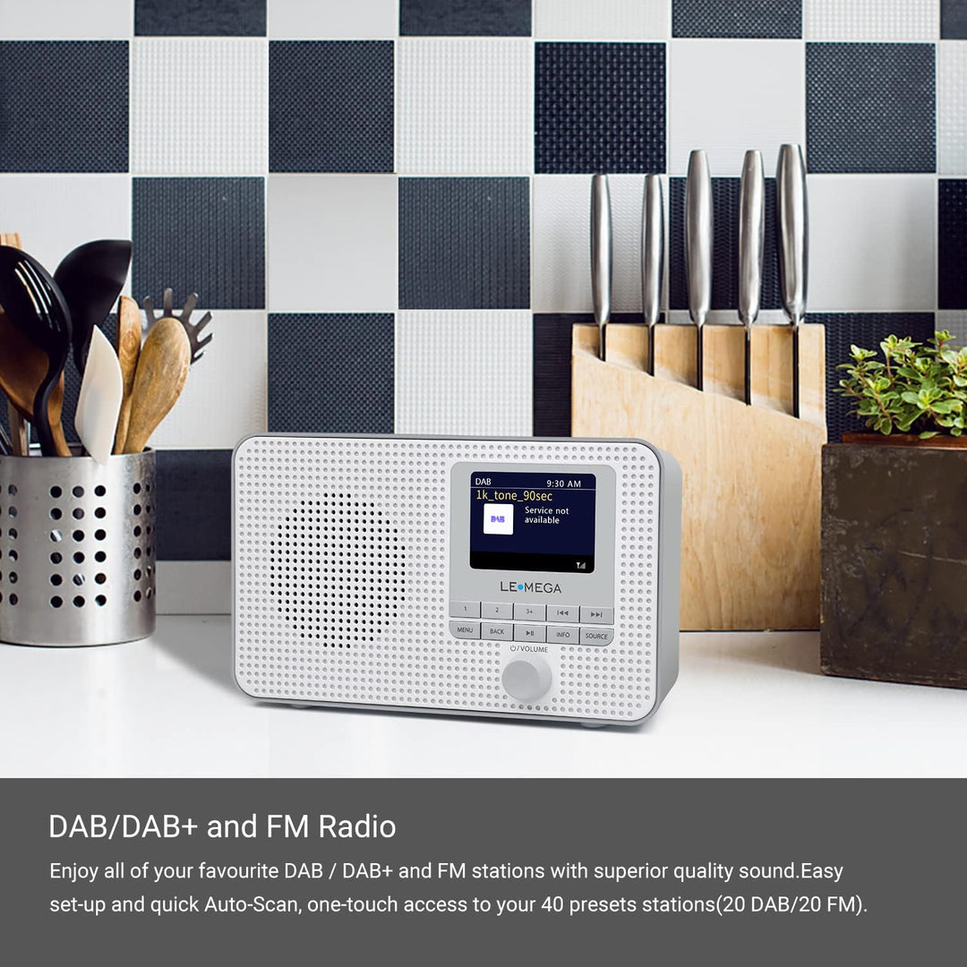 LEMEGA DR3 Tragbares DAB Plus/FM Digitalradio Batteriebetrieben,Radio Büro DAB Bluetooth, Kopfhörera