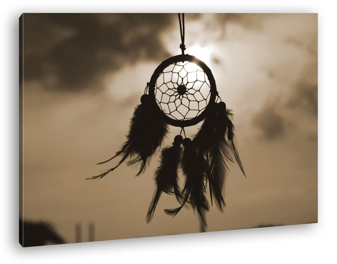 deyoli Traumfänger im Wind Format: 80x60 Effekt: Sepia als Leinwandbild, Motiv fertig gerahmt auf Ec