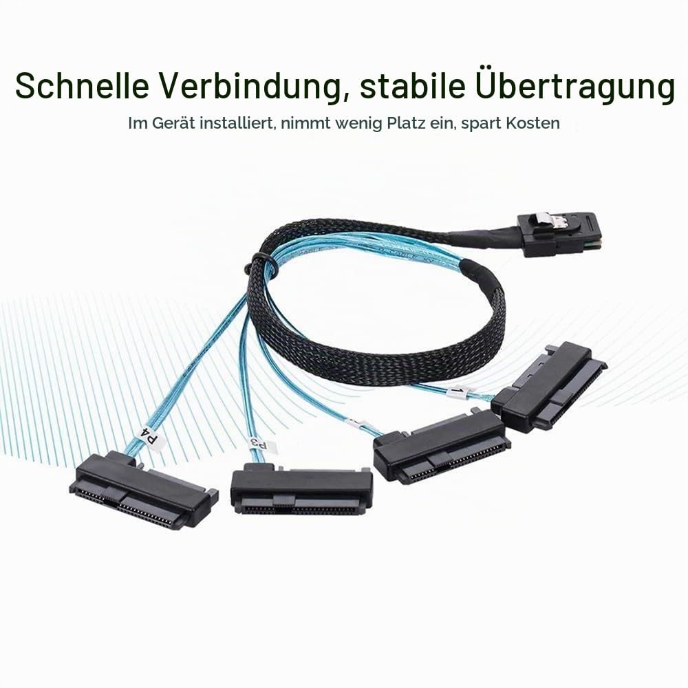 xiwai Interner 36-Pin-Mini-SAS-SFF-8087-Host auf 4 SFF-8482-Ziel-SAS-Festplatte und SATA-Stromkabel