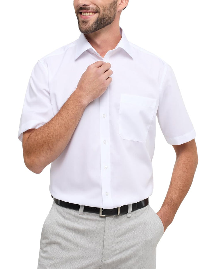 ETERNA Male unifarbenes Popeline Kurzarmhemd Comfort FIT 40 Weiss, 40 Weiss
