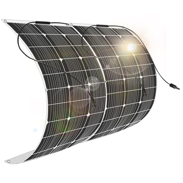 200W 12V Flexibles Monokristallines Solarpanel (2 Stücke 100W) mit Solarkabel wasserdichtes Photovol