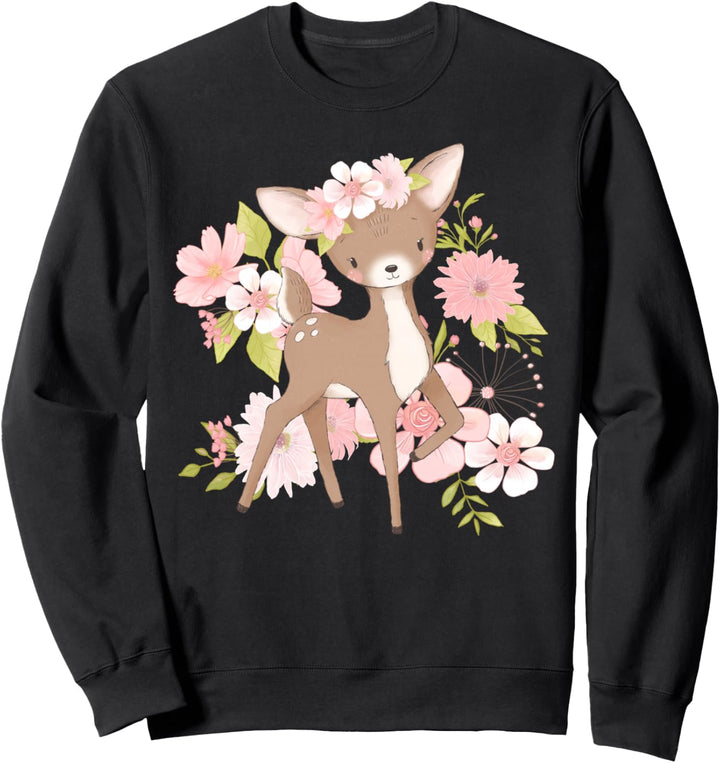 Blümchen Rehkitz I Kindergarten Kids I Hirsch Rehwild I Reh Sweatshirt