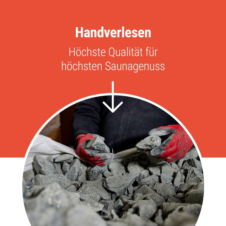 Deutsche Diabas Saunasteine 25 kg 5-8 cm, 5-11 cm oder 8-12 cm, hochwertige Aufgusssteine für den Sa
