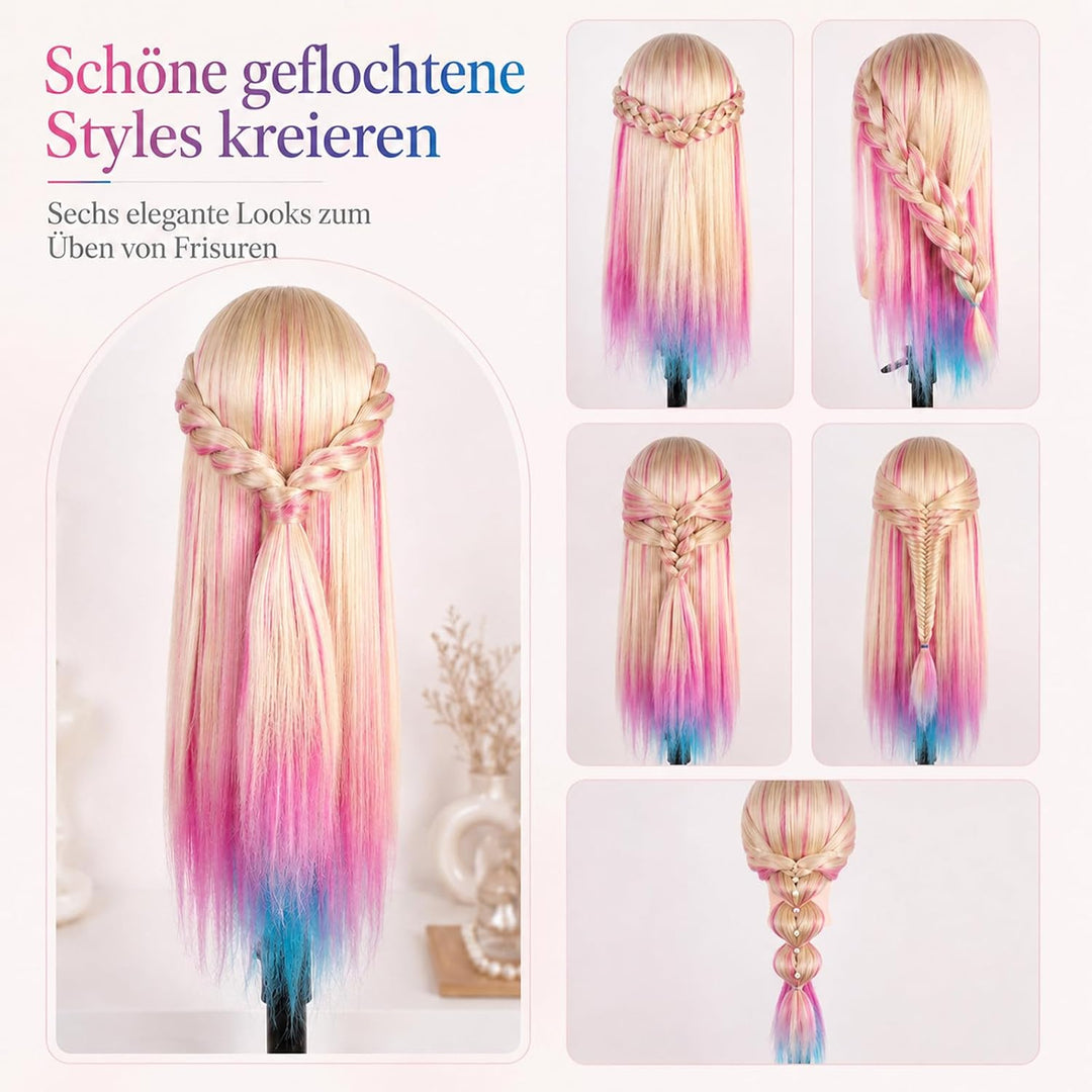 28 Zoll Übungskopf Friseur Mannequin Kopf mit Klemme Haartraining (Gebrochenes Weiss), Gebrochenes W