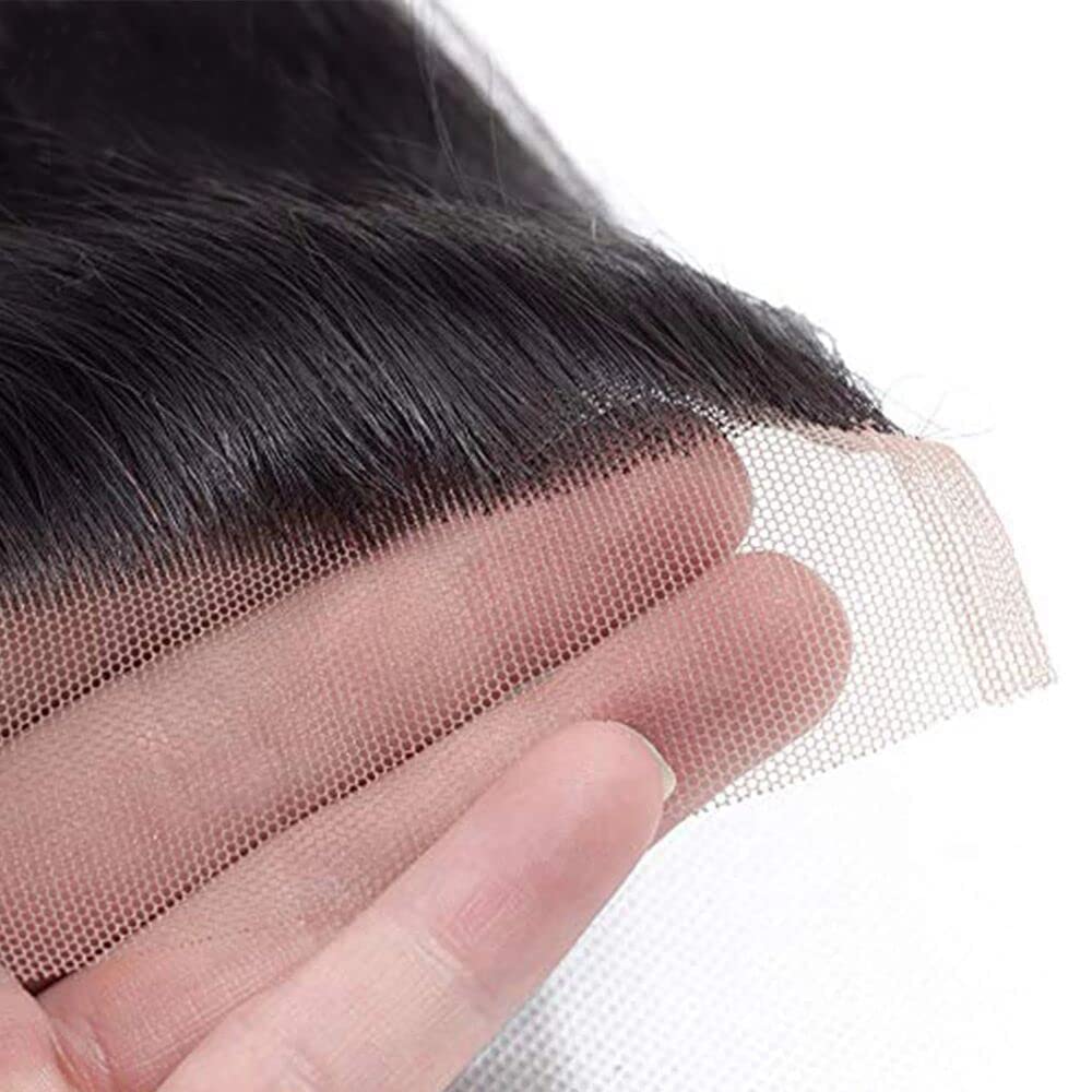 4 x 4 Lace-Closure, brasilianisches Echthaar, glatt, HD, transparent, Schweiz, 100% unverarbeitet, E