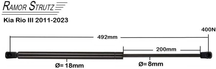 2x Gasfeder Dämpfer Heckklappe Kompatibel mit Kia Rio III Fliessheck 2011-2017. Gasdruckfeder Heckkl
