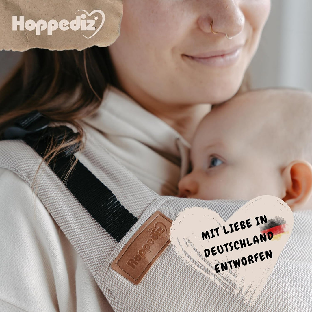 Hoppediz Buckle - 4-in-1 Babytrage für Neugeborene ab Geburt - Fullbuckle Tragehilfe mit 2 Schnallen