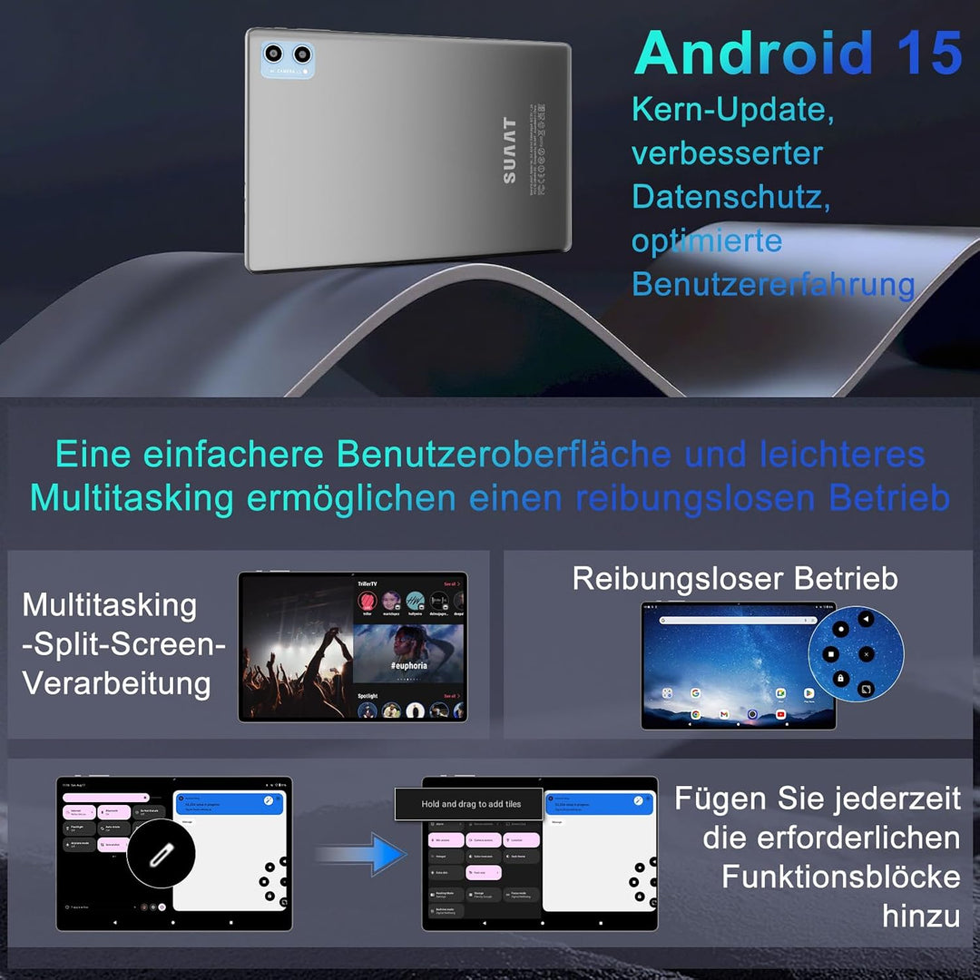 Neueste Tablet 10 Zoll Android mit 20GB RAM+128GB ROM 1TB TF, WiFi 6, Bluetooth 5.0, 6000mAh, Dual C