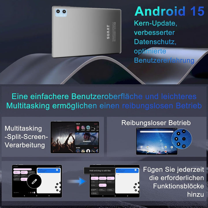 Neueste Tablet 10 Zoll Android mit 20GB RAM+128GB ROM 1TB TF, WiFi 6, Bluetooth 5.0, 6000mAh, Dual C