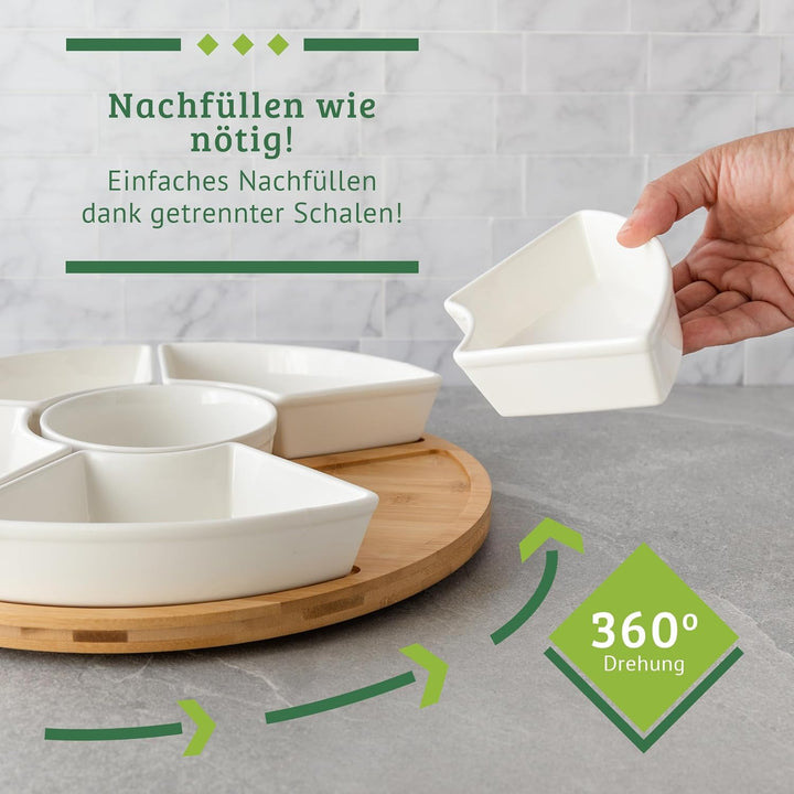 Chef Tacos Ceramic Taco Serving Platter - Divided Serving Tray for Taco Tuesday Lazy Susan Taco Bar