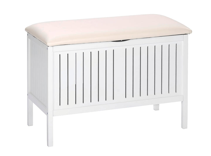 WENKO Wohnbank Oslo - Badhocker im Landhausstil, Holz, 78 x 55 x 39 cm, Weiss Wohnbahnk, Wohnbahnk